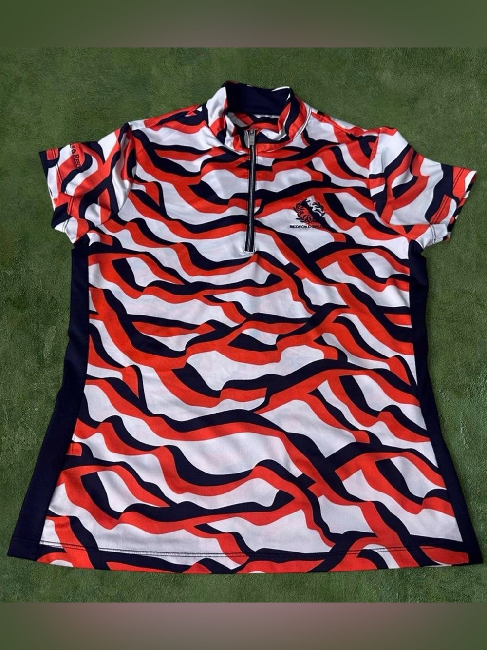 Tail Red, Navy & White Wave-Print Polo